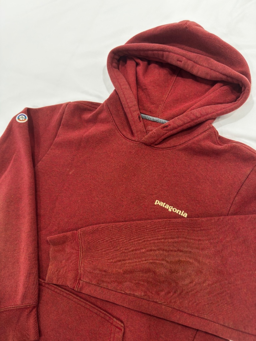 Patagonia Uprisal Brick Red Heather Pullover Hoodie Sweatshirt Logo Mens XS